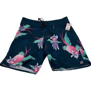 Billabong Purple and Green Tropical Hybrid Shorts | Men’s Size 30